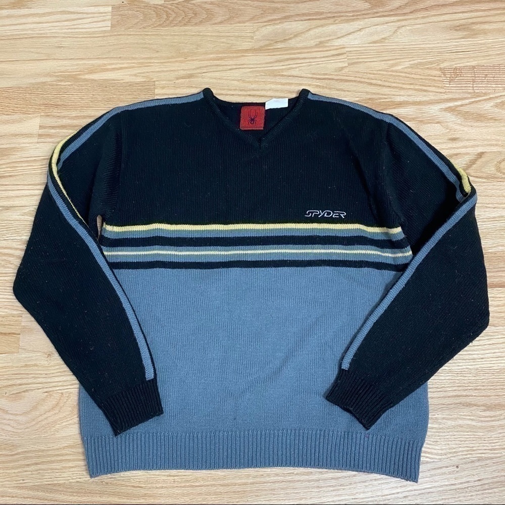 Vintage Kids Spyder V-neck Sweater Sz 18 Black